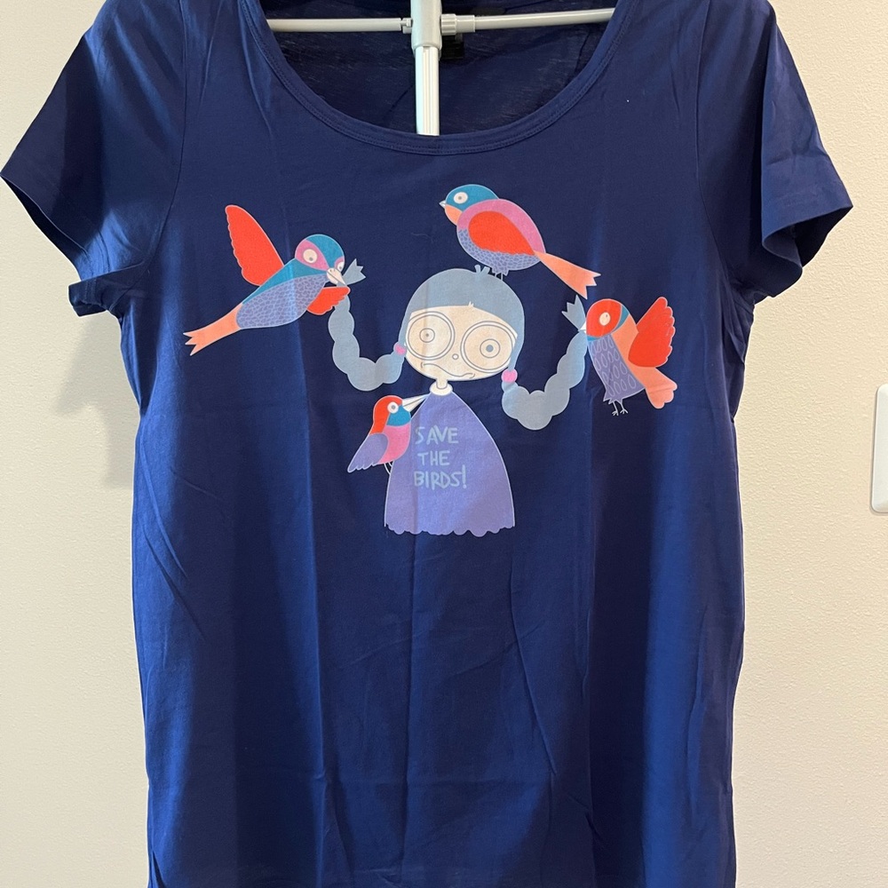 Marc by Marc Jacobs Save the Birds Graphic T Shirt Scoop Neck